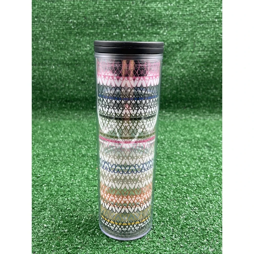 Starbucks 16 Oz HEARTS Twist Lid Travel Tumbler 2018‎ Valentine Rainbow Hearts